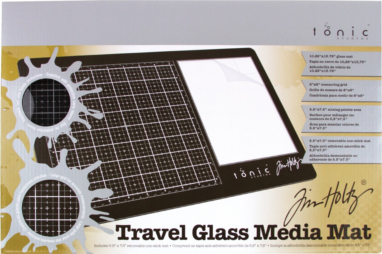 Tim Holtz 15.75" x 10.25" Travel Glass Media Mat, Right Handed - 2633eUS